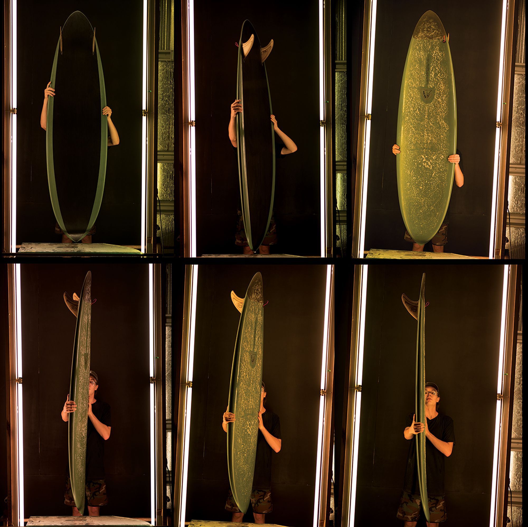 6 frames of the Green Edge Flex board at different angles